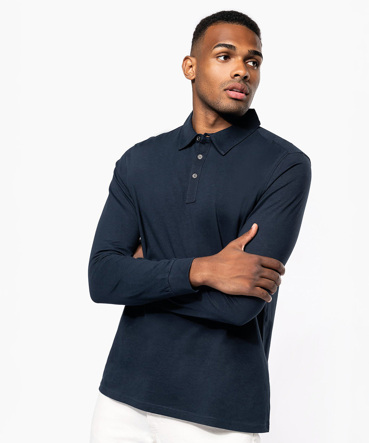 Kariban Jersey knit long sleeve polo shirt Black