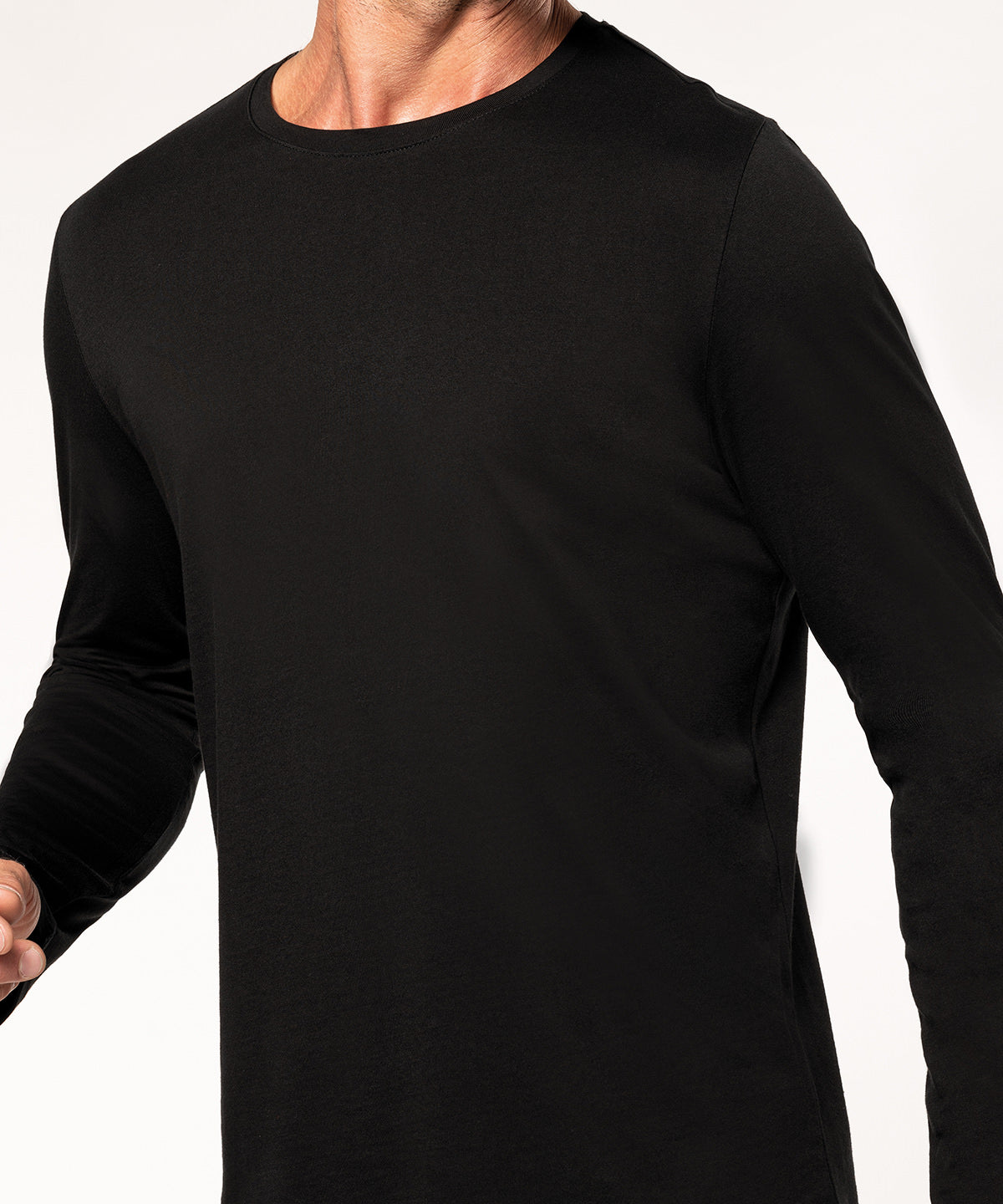 Kariban Men's long-sleeved crew neck T-shirt Black