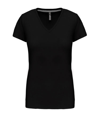 Kariban Ladies' short-sleeved V-neck T-shirt Black