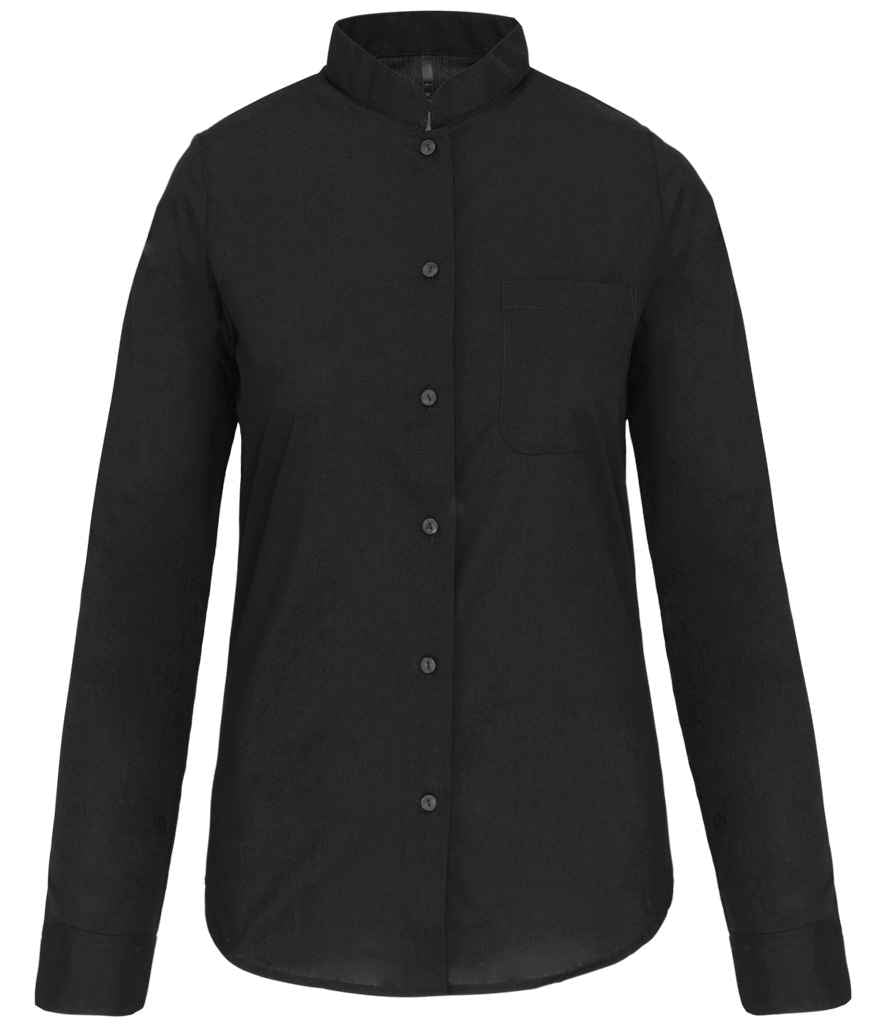 Kariban Kariban Ladies Long Sleeve Mandarin Collar Shirt Black