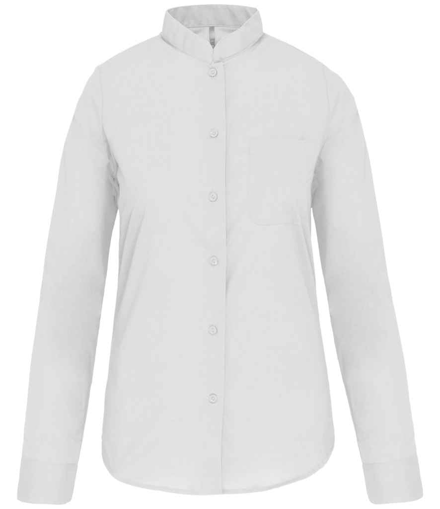 Kariban Kariban Ladies Long Sleeve Mandarin Collar Shirt White