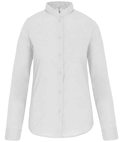 Kariban Kariban Ladies Long Sleeve Mandarin Collar Shirt White