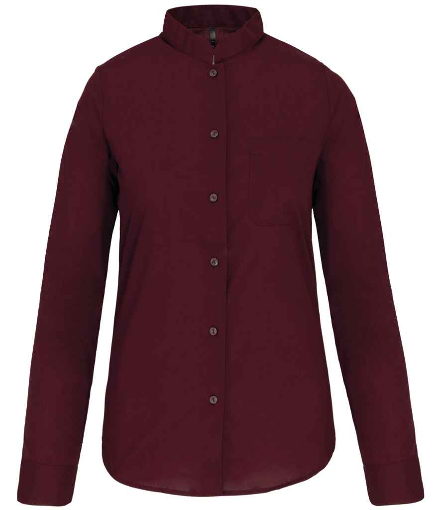 Kariban Kariban Ladies Long Sleeve Mandarin Collar Shirt Wine