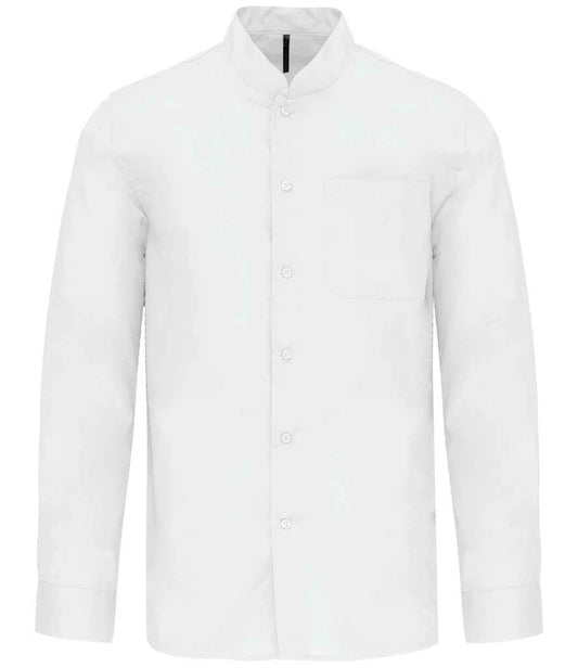 Kariban Long Sleeve Mandarin Collar Shirt in White