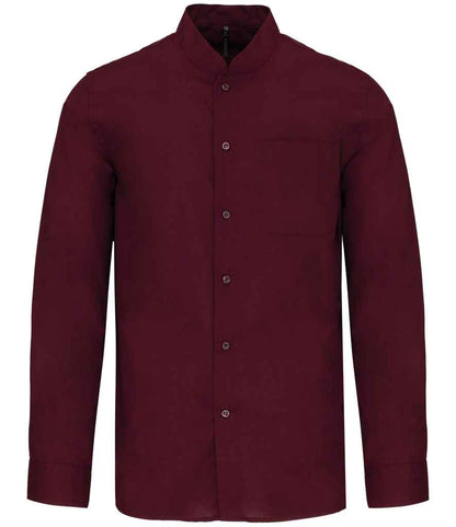 Kariban Kariban Long Sleeve Mandarin Collar Shirt Wine