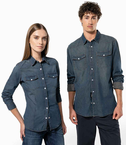 Kariban Ladies Long Sleeve Denim Shirt