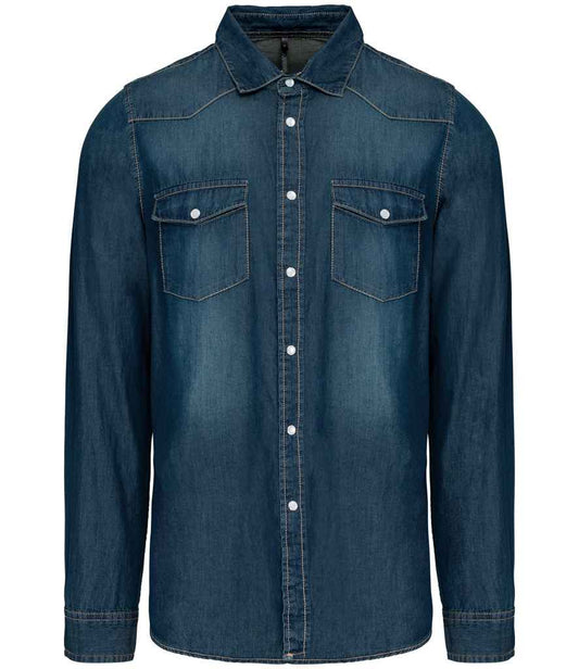 Kariban Long Sleeve Denim Shirt in Blue Jean