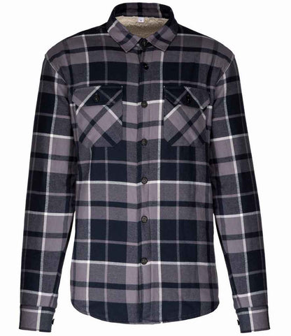 Kariban Kariban Sherpa Lined Checked Shirt Jacket Storm Grey/Navy