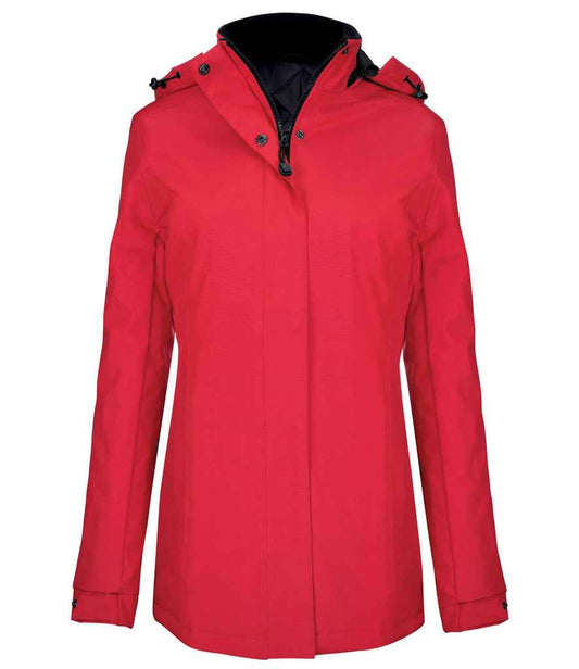 Kariban Ladies Parka Jacket in Red