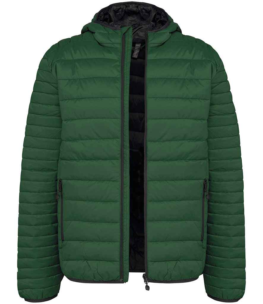 Kariban Lightweight Hooded Padded Jacket in Forest Green