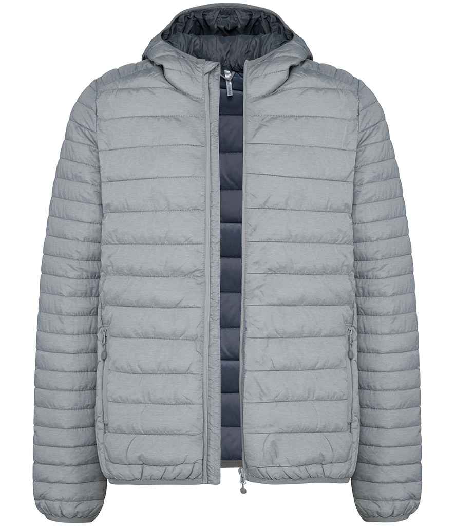 Kariban Lightweight Hooded Padded Jacket in Marl Silver