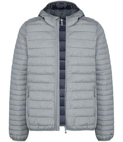 Kariban Lightweight Hooded Padded Jacket in Marl Silver