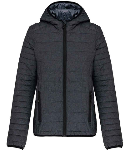 Kariban Kariban Ladies Lightweight Hooded Padded Jacket Marl Dark Grey