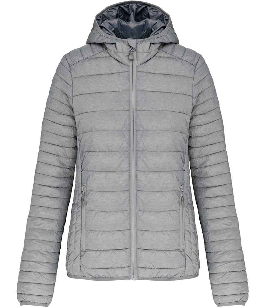 Kariban Kariban Ladies Lightweight Hooded Padded Jacket Marl Silver