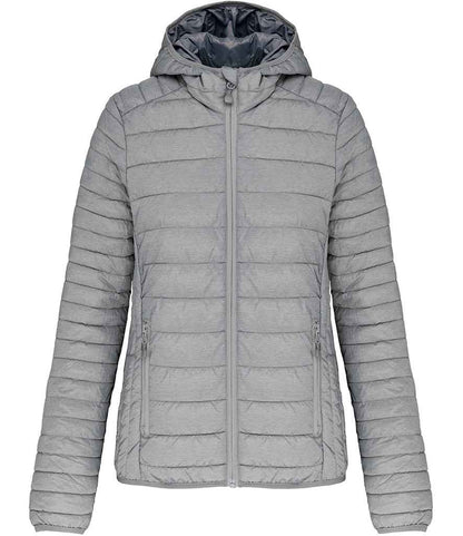 Kariban Kariban Ladies Lightweight Hooded Padded Jacket Marl Silver