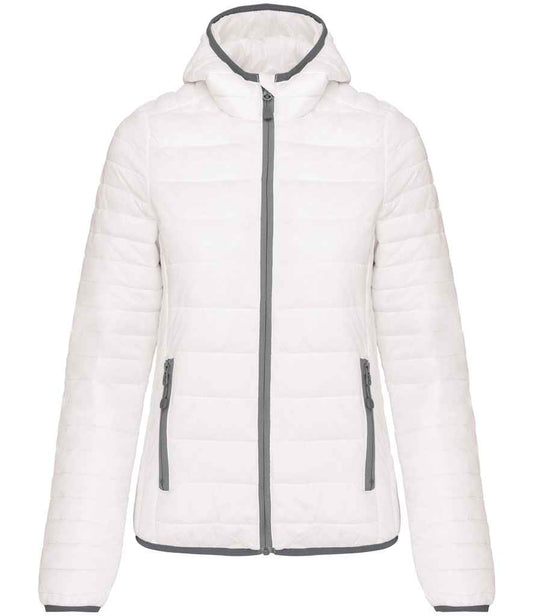 Kariban Ladies Lightweight Hooded Padded Jacket in White