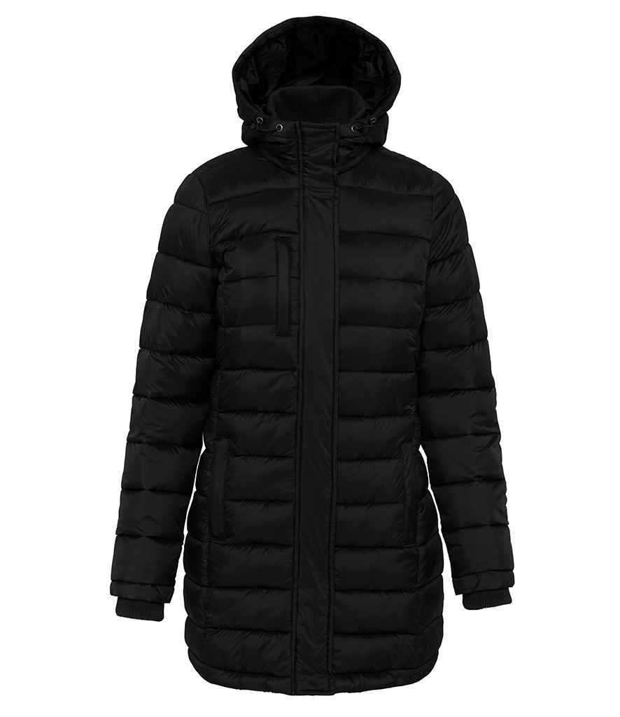 Kariban Kariban Ladies Lightweight Long Padded Parka Jacket Black