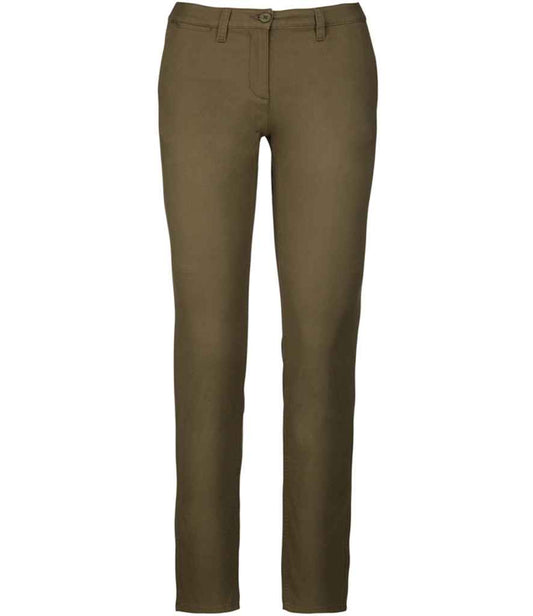 Kariban Ladies Chino Trousers in Light Khaki