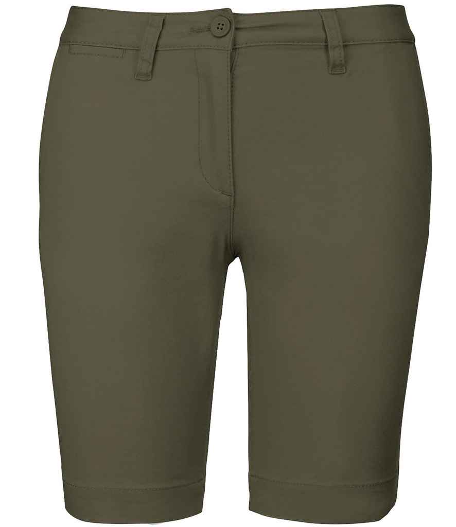 Kariban Ladies Chino Bermuda Shorts in Light Khaki