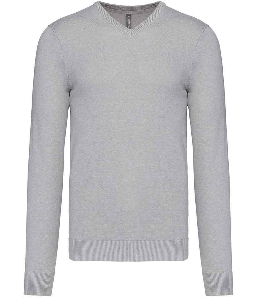 Kariban Cotton Acrylic V Neck Sweater in Grey Melange