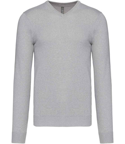 Kariban Cotton Acrylic V Neck Sweater in Grey Melange