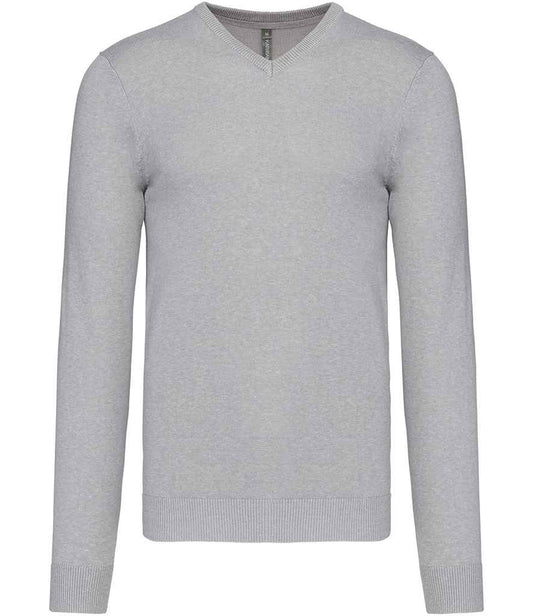 Kariban Cotton Acrylic V Neck Sweater in Grey Melange