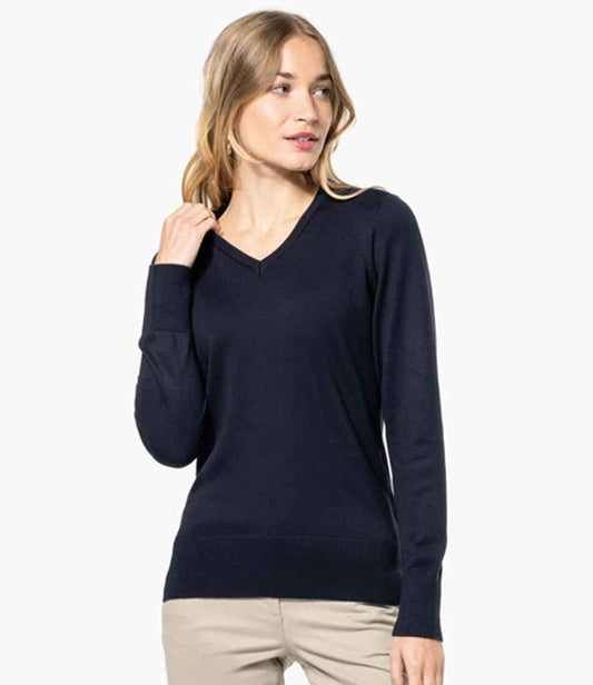Kariban Ladies Cotton Acrylic V Neck Sweater