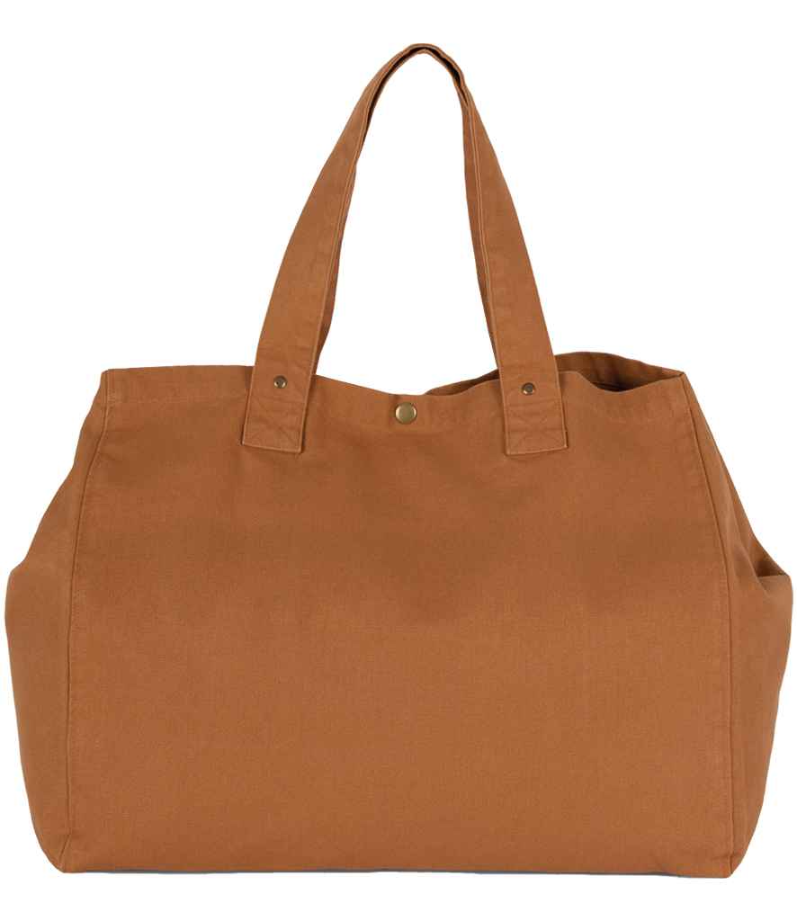 Kimood Faded Cotton Shopper in Washed Caramel Coffee