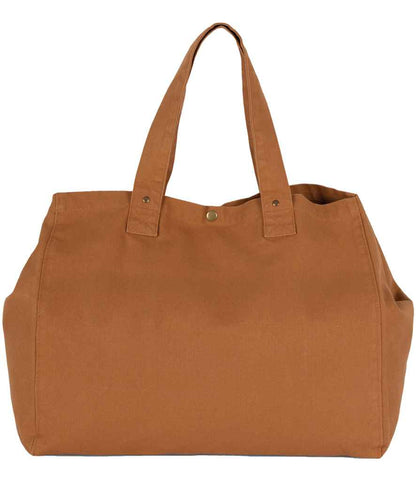 Kimood Faded Cotton Shopper in Washed Caramel Coffee