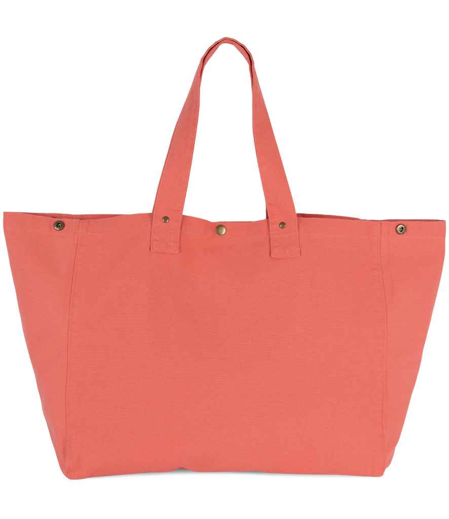 Kimood Faded Cotton Shopper in Washed Coral Pink