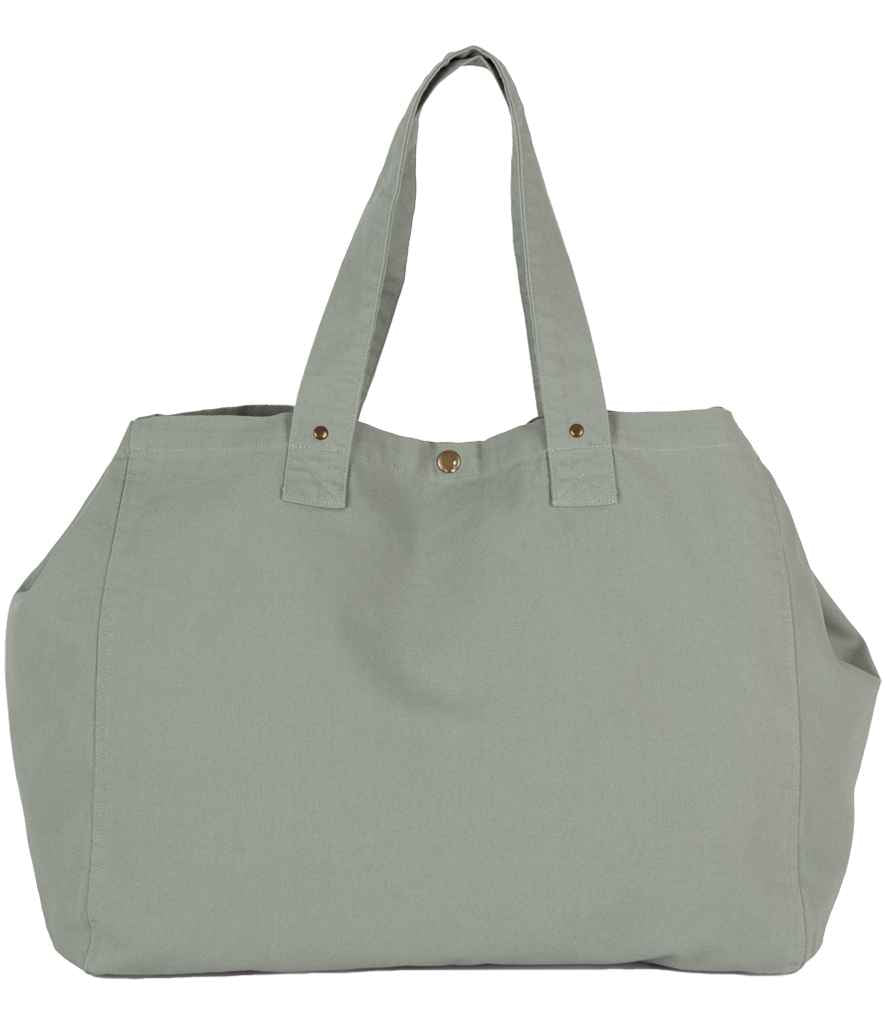 Kimood Faded Cotton Shopper in Washed Green Clay