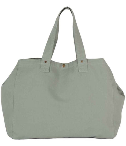 Kimood Faded Cotton Shopper in Washed Green Clay