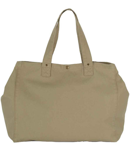 Kimood Faded Cotton Shopper in Washed Olive Grey