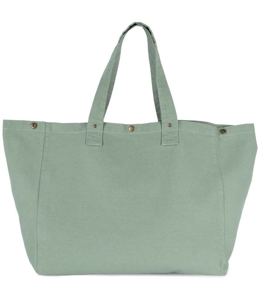 Kimood Faded Cotton Shopper in Washed Water Green