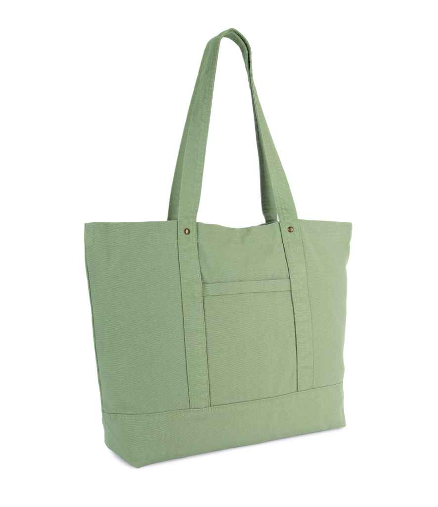 Kimood Kimood Washed Cotton Shopper Bag Washed Green Clay
