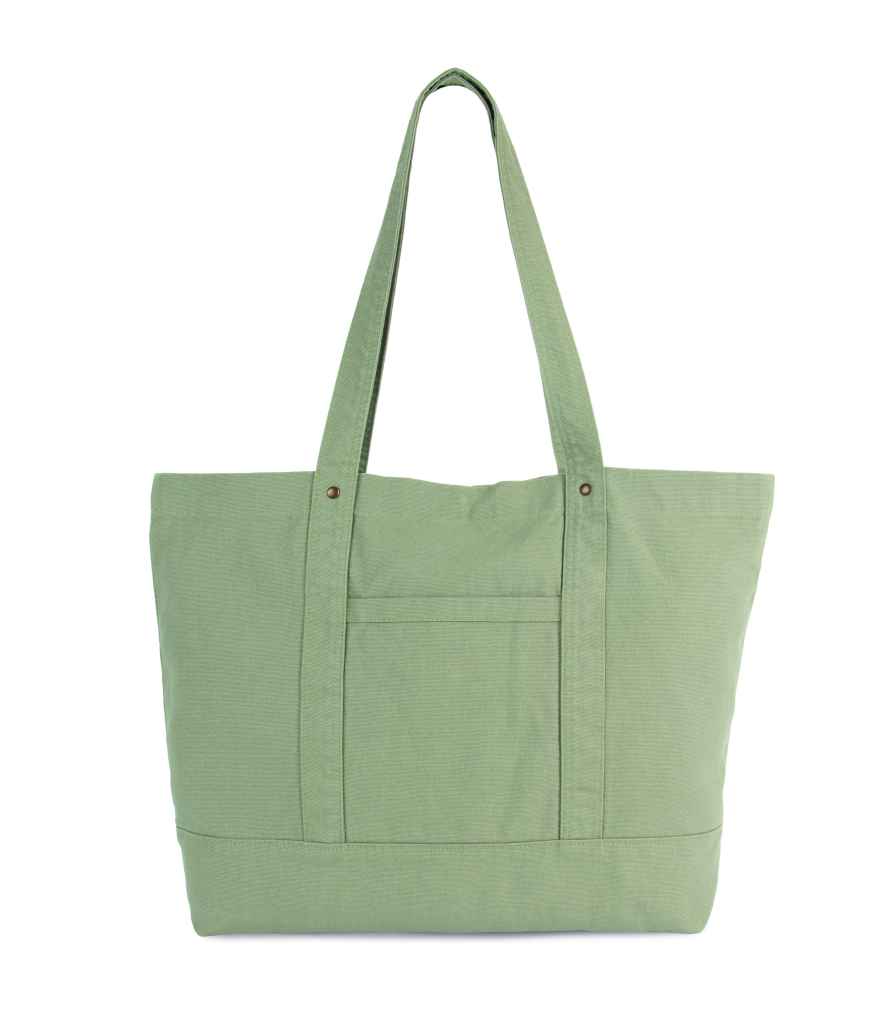 Kimood Washed Cotton Shopper Bag in Washed Green Clay