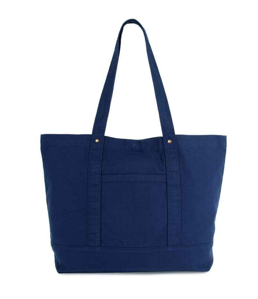 Kimood Washed Cotton Shopper Bag in Washed Navy