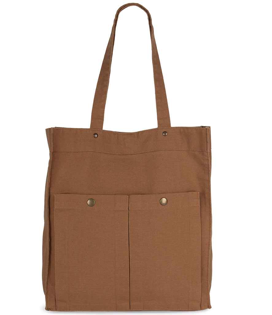 Kimood Washed Cotton Bag with Pockets in Washed Cinnamon