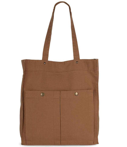 Kimood Washed Cotton Bag with Pockets in Washed Cinnamon