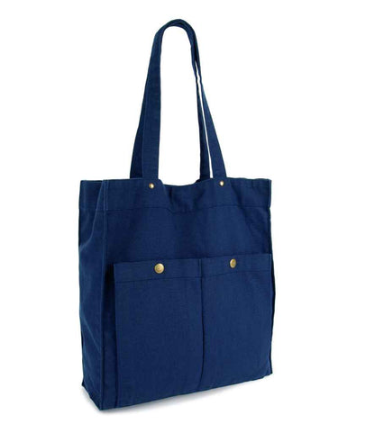 Kimood Kimood Washed Cotton Bag with Pockets Washed Navy