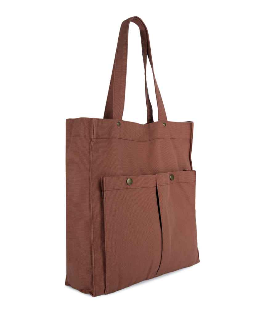 Kimood Kimood Washed Cotton Bag with Pockets Washed Russet