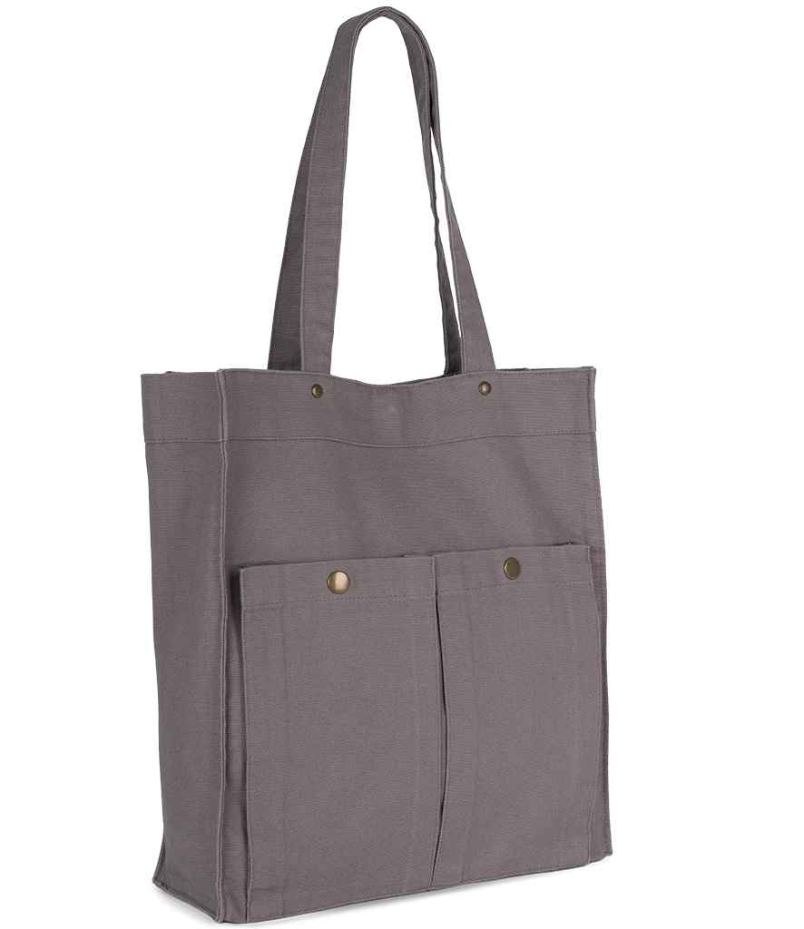 Kimood Kimood Washed Cotton Bag with Pockets Washed Steeple Grey