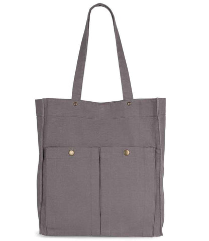 Kimood Washed Cotton Bag with Pockets in Washed Steeple Grey