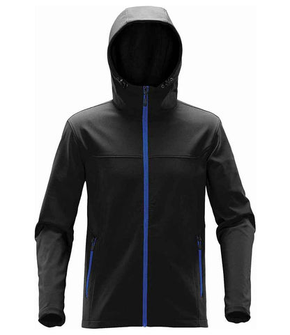 Stormtech Orbiter Hooded Soft Shell Jacket in Black/Azure
