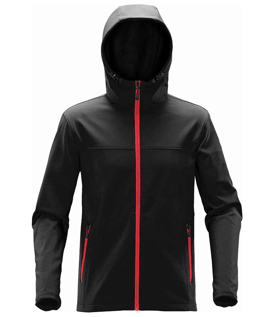 Stormtech Orbiter Hooded Soft Shell Jacket in Black/Bright Red