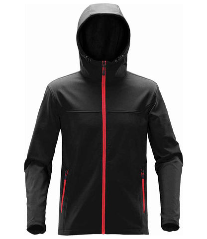 Stormtech Orbiter Hooded Soft Shell Jacket in Black/Bright Red