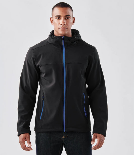 Stormtech Orbiter Hooded Soft Shell Jacket - Black/Azure - Model
