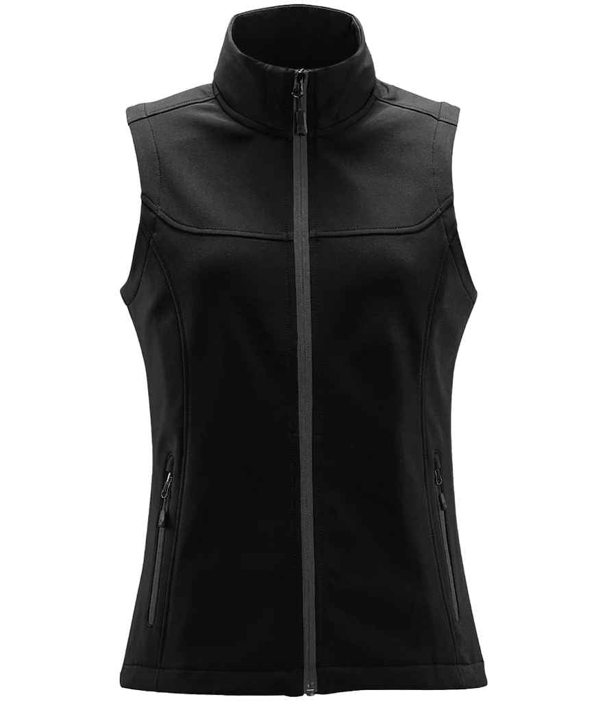 Stormtech Ladies Orbiter Soft Shell Bodywarmer in Black/Dolphin