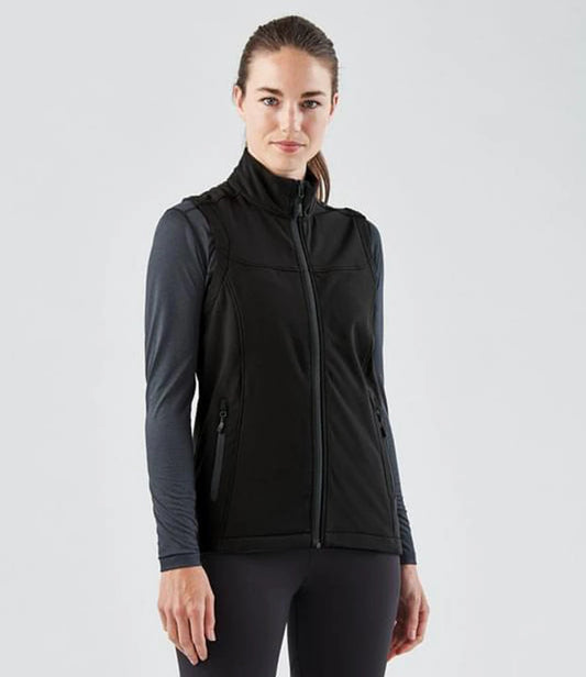 Stormtech Ladies Orbiter Soft Shell Bodywarmer - Black/Dolphin - Model