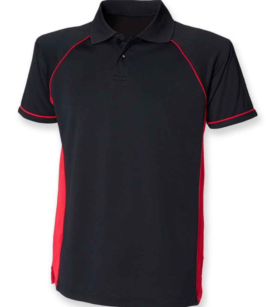Finden + Hales Performance Panel Polo Shirt in Black/Red